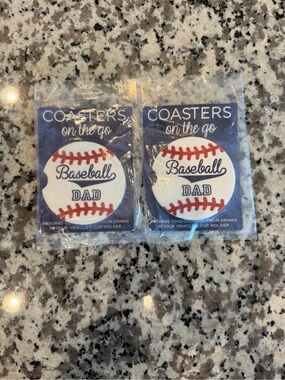 Baseball Dad Car Coasters on the Go - Set of 2